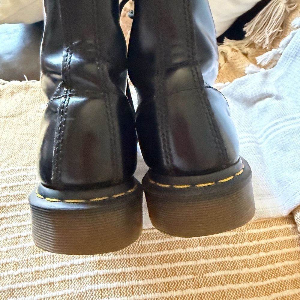 Dr. Martens Black Leather Lace-Up Shoes with Yellow Insole - Picture 3 of 10